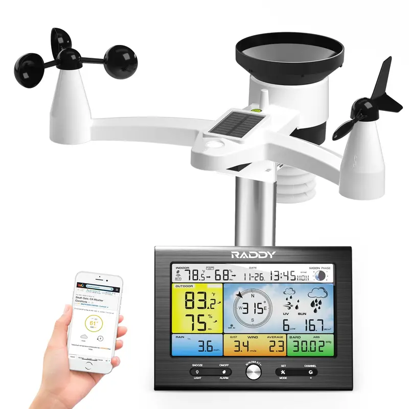 Raddy Wf-100Se Wi-Fi Weather Station – 13-Sensor Display, Upgraded Indoor/Outdoor Monitoring System 1