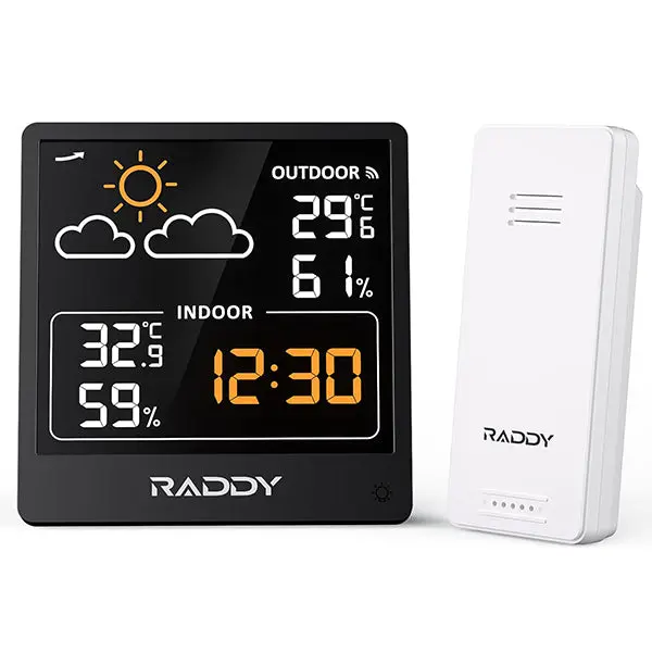 Raddy Wf-50 Smart Weather Station With 5.0" Va/Tn Display, Forecast Prediction, And Dual Usb-C/Battery Power 1