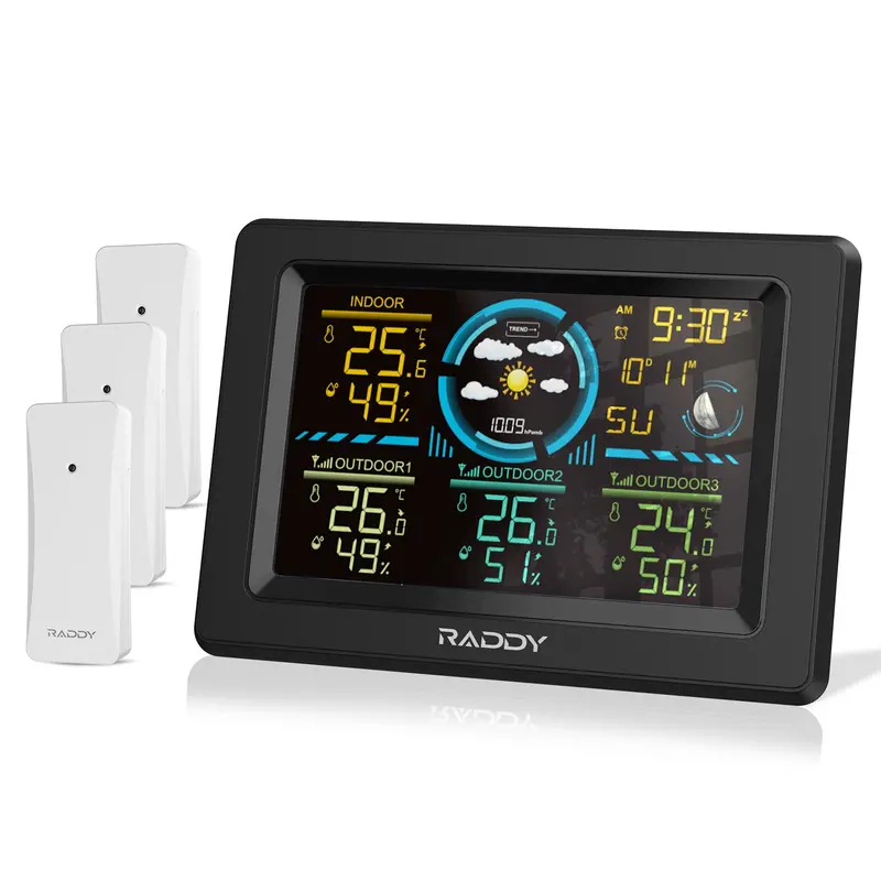 Raddy Wf-60C Indoor/Outdoor Weather Station — Discontinued Model With Triple Remote Sensors 1