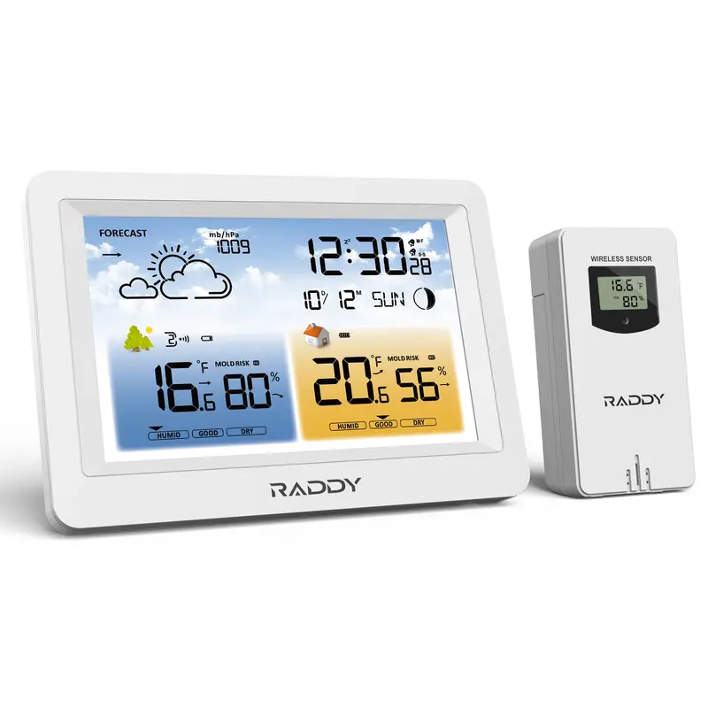Raddy Wm6 Wireless Weather Monitor – Thermometer & Hygrometer With Mold Risk Alert, 2000Mah Internal Battery 1