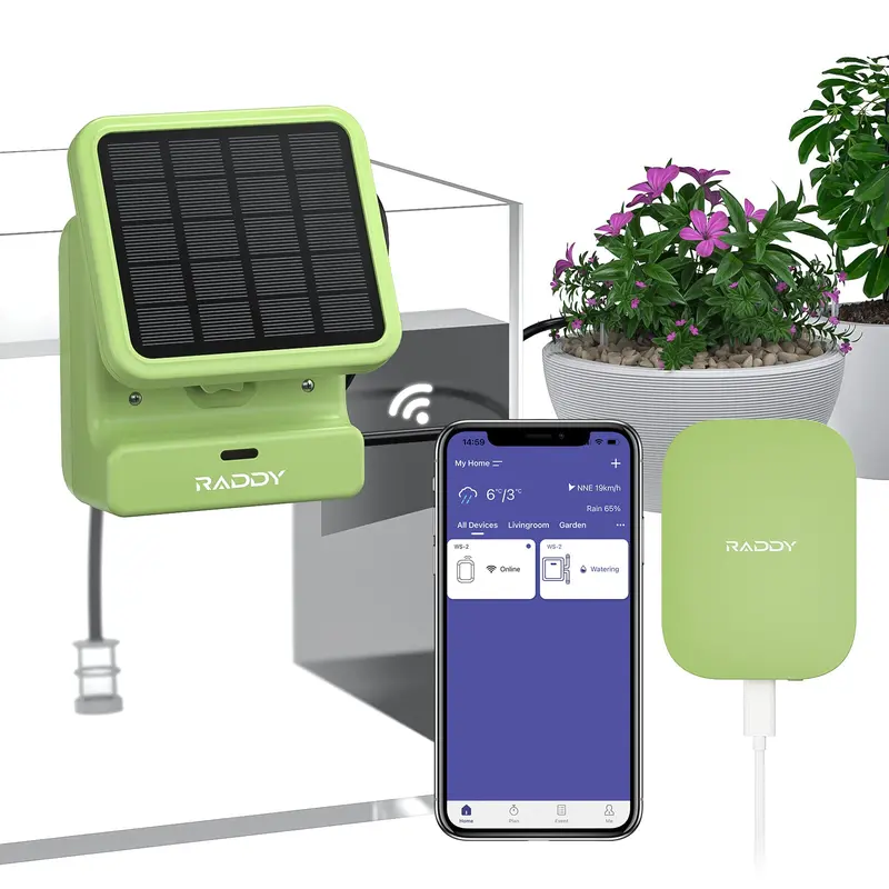 Raddy Ws-2 Smart Wi-Fi Drip Irrigation Controller – App-Enabled, Dual-Power (Solar/Battery), Diy Watering System 1