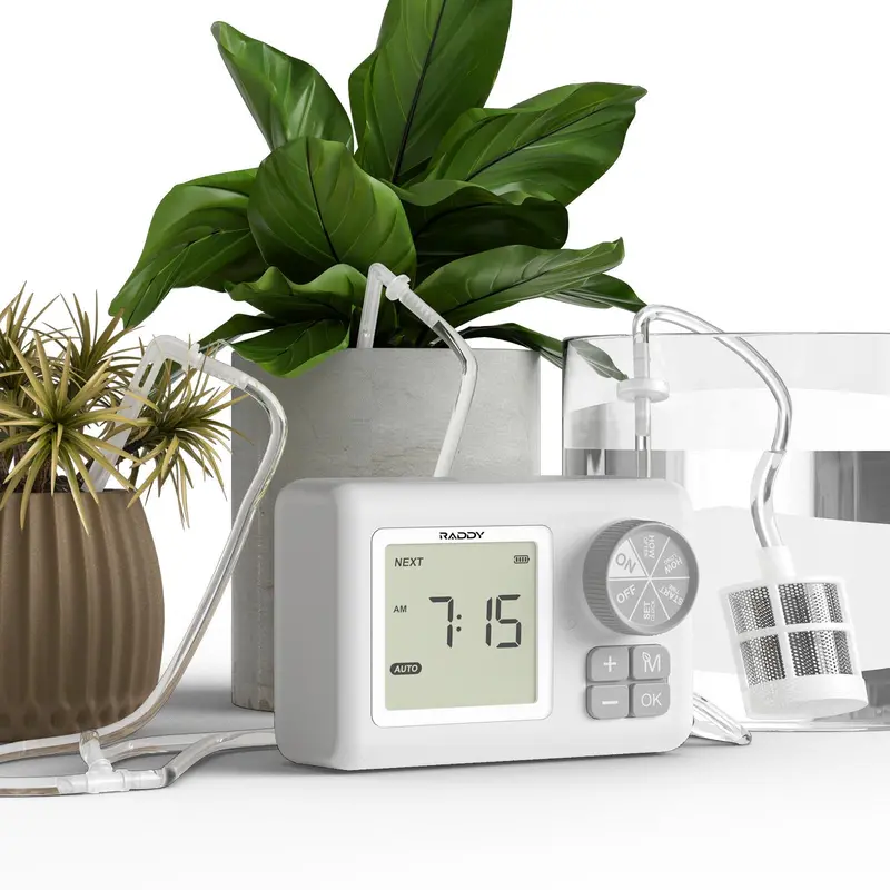 Raddy Ws-6/Ws-64 Smart Drip Irrigation System – Lcd Timer, Programmable Scheduling, Water Shortage Alert For Up To 15 Potted Plants 1
