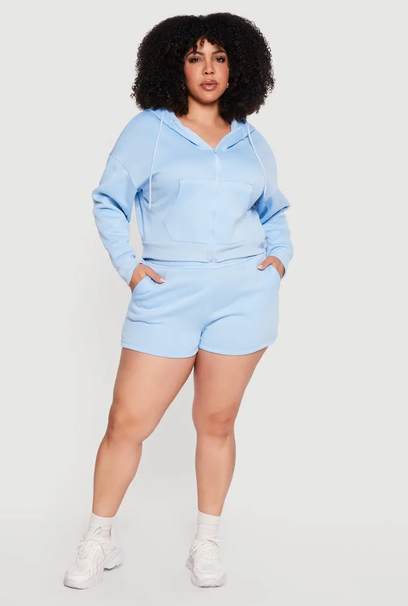 Relaxed-Fit Fleece Sweatshorts For Curvy Figures 1