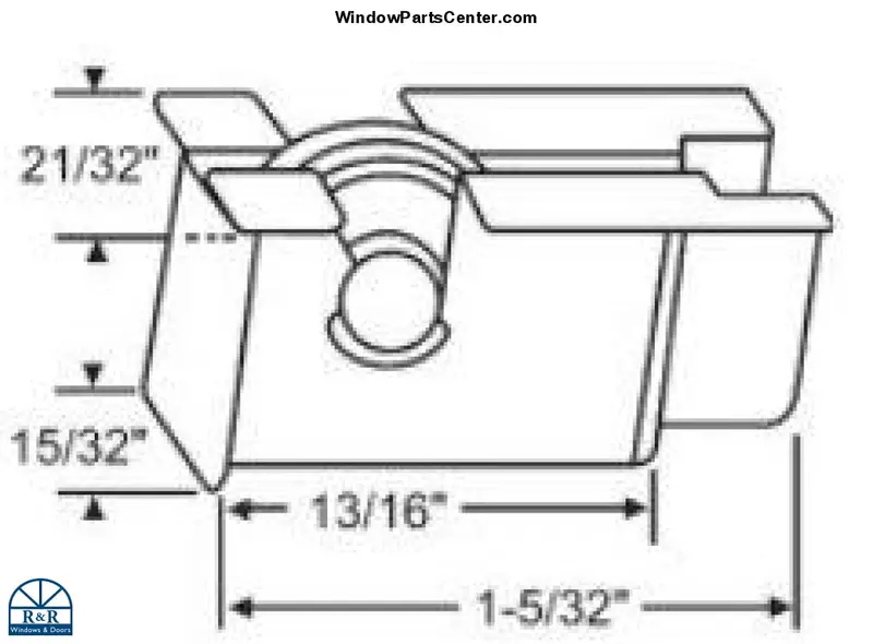 Reynolds S1065 Horizontal Sliding Window Roller – 17/32" Diameter Metal Wheel In Plastic Housing 1