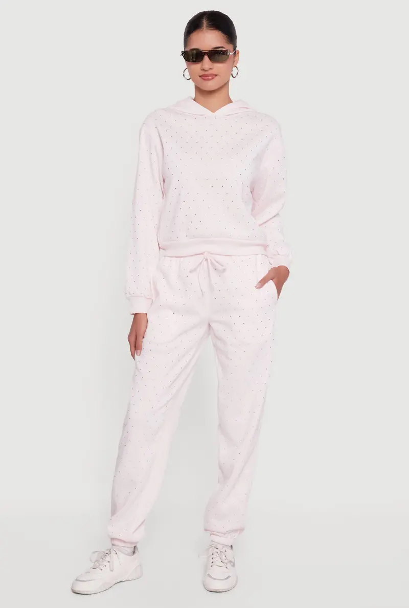 Rhinestone-Embellished Fleece Sweatpants 1
