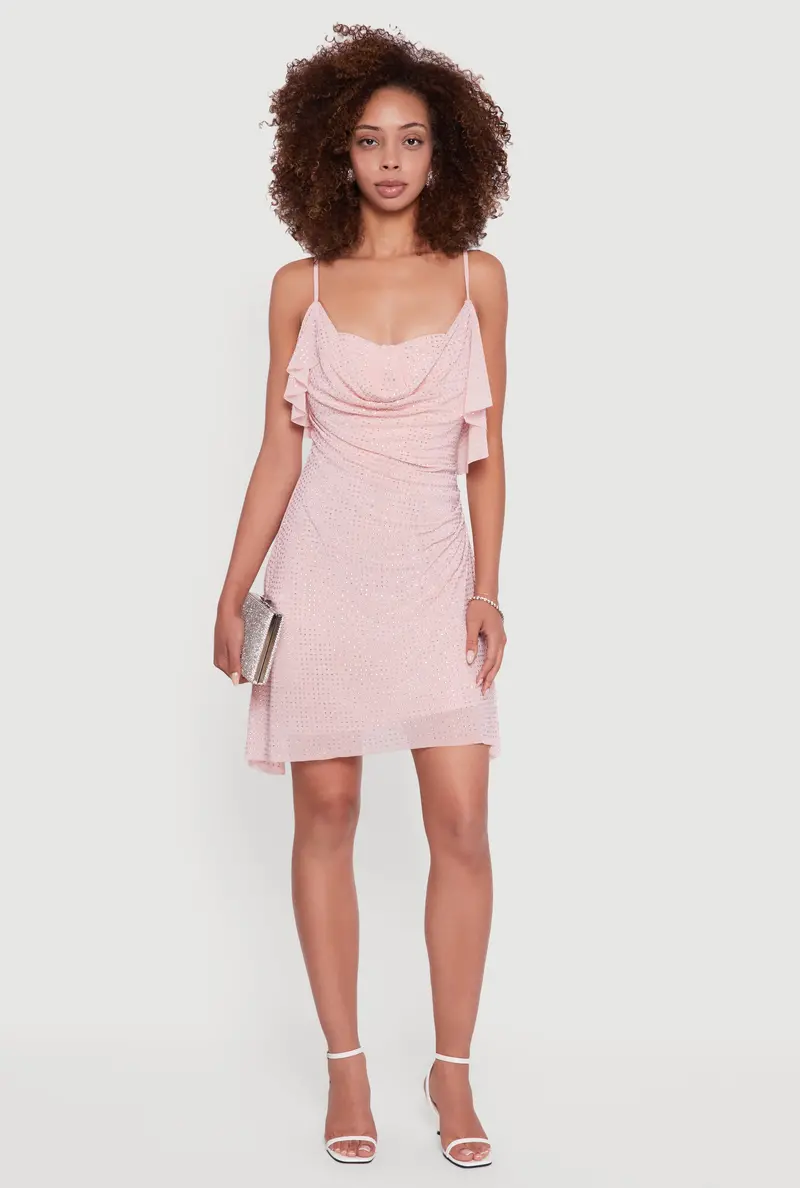 Rhinestone-Embellished Mesh Bustier Dress With Padded Cups 1