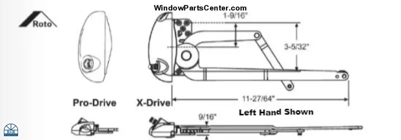 Roto North America Ss10011 Dual-Arm X Drive/Pro Drive Vinyl Casement Operator 1