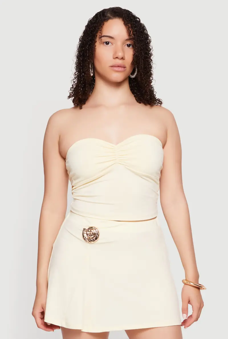 Ruched-Front Crop Tube Top For A Flattering Fit 1