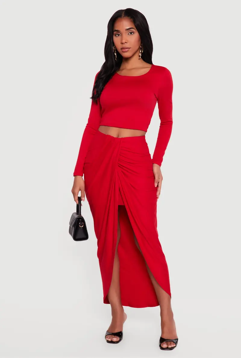 Ruched Tulip-Hem Maxi Skirt 1