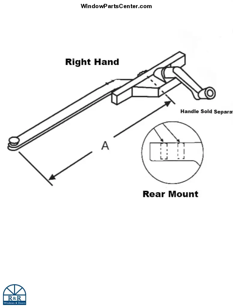 S1119 Truth Single-Arm Casement Operator – Rear-Mount Stainless Steel Roller 1