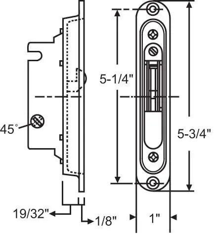 S3026 Brass-Plated Deadlatch Assembly With 45° Pocket Trim Plate 1