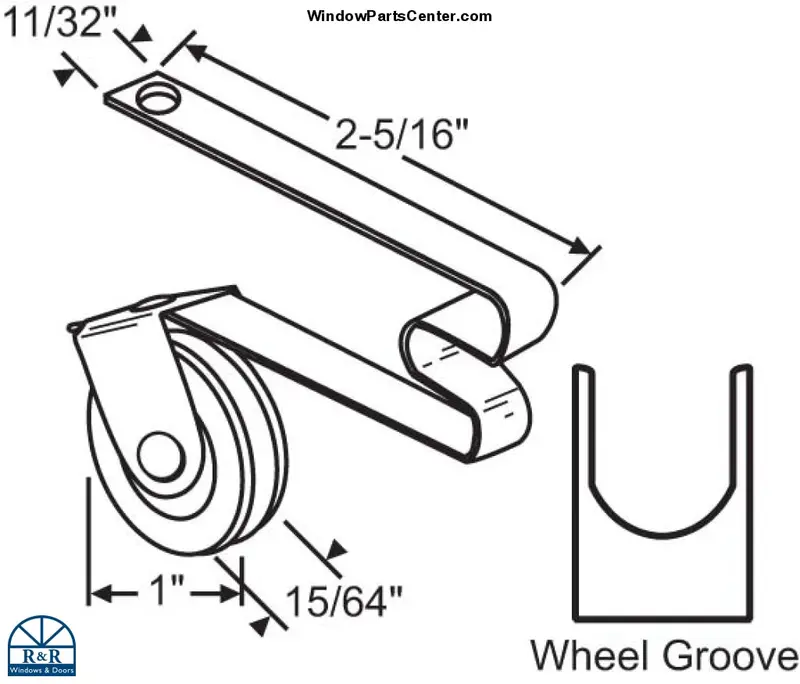 S6006 1-Inch Nylon Patio Screen Door Roller Assembly 1
