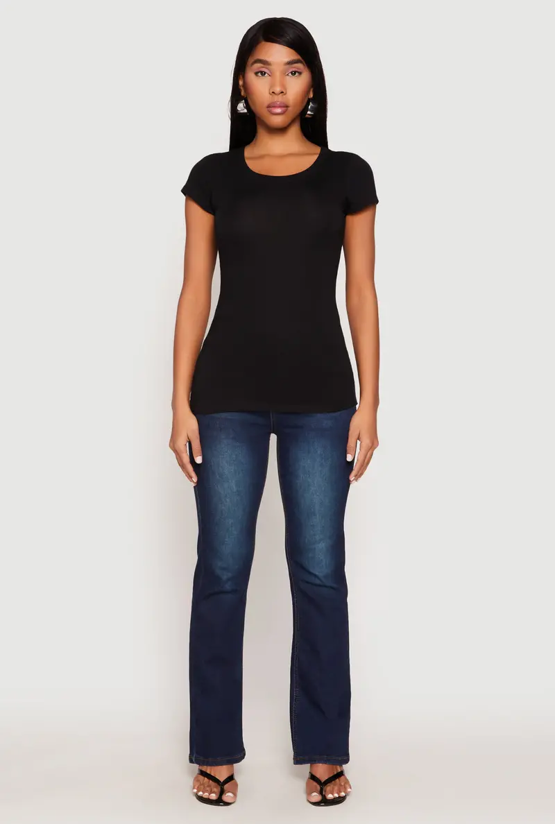 Scoop Neck Short Sleeve Layering Top 1