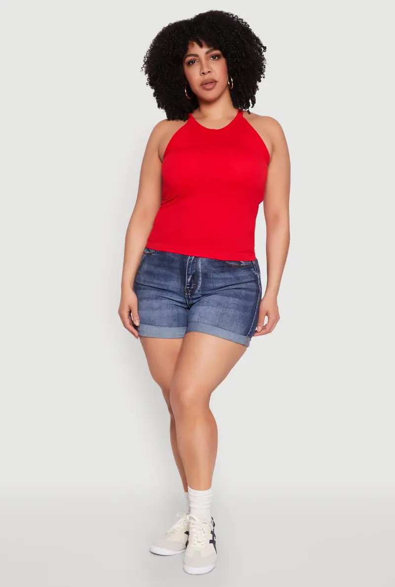 Seamless High-Neck Tank Top – Plus Size 1