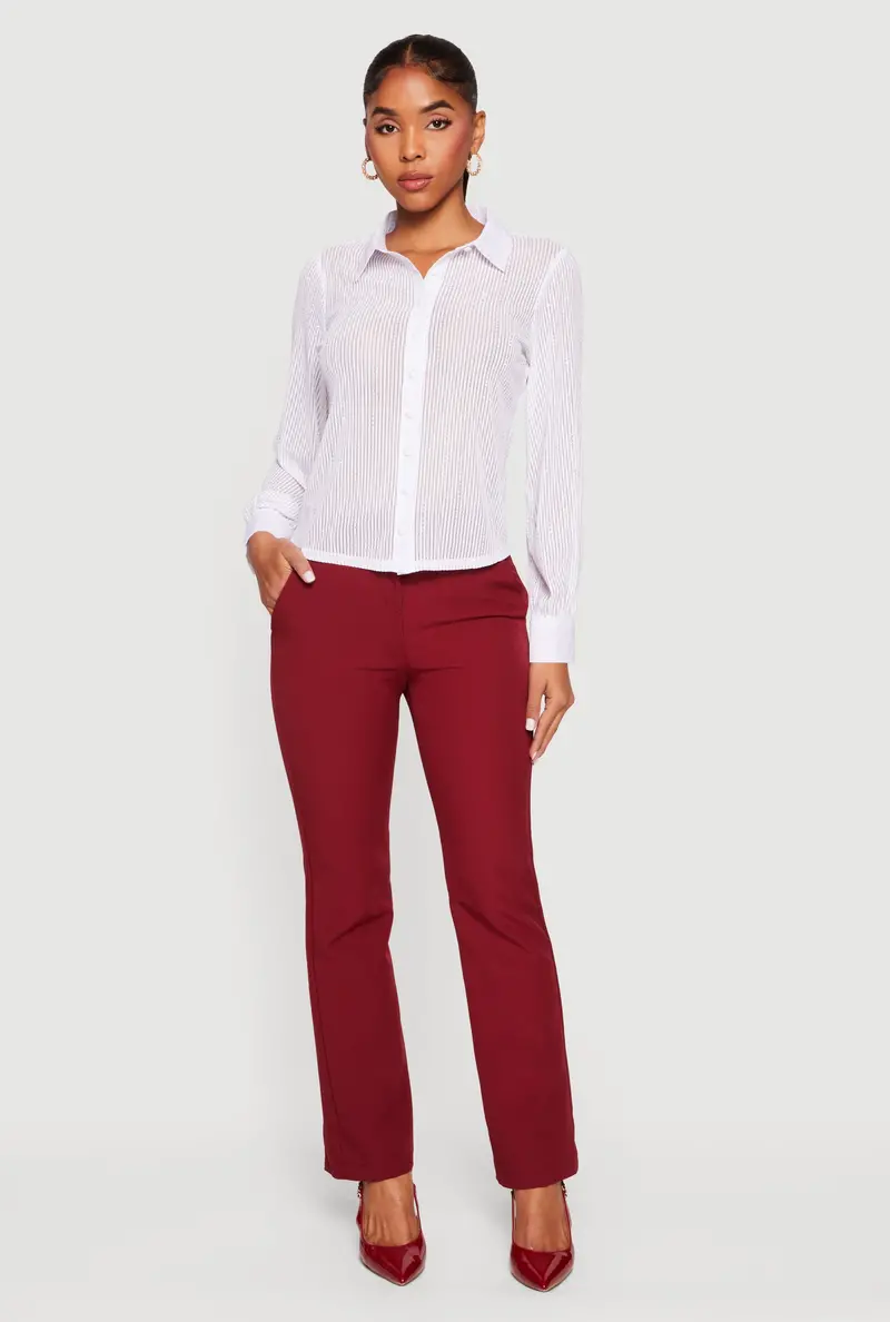 Shadow-Stripe Shirt With Rhinestone Buttons 1