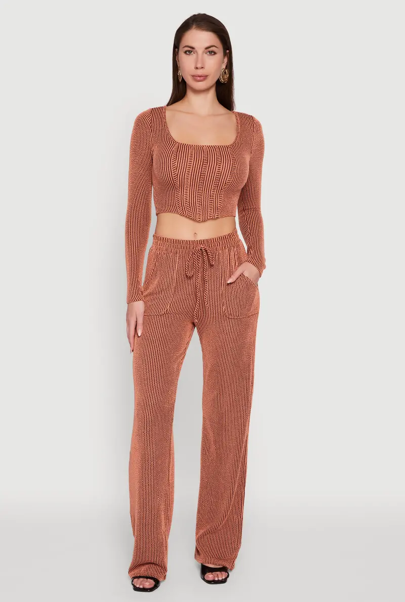 Shadow-Stripe Straight-Leg Pants In Rib Knit 1