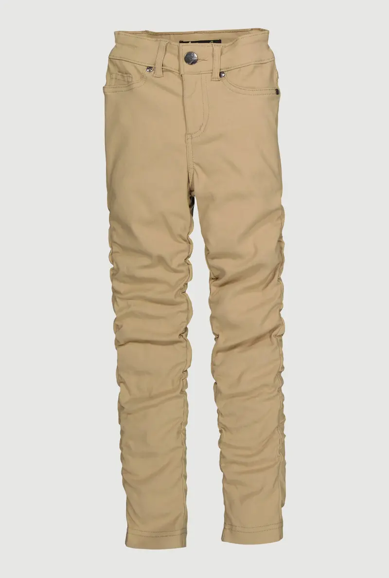 Side-Ruched Mid-Rise Stretch Pants For Little Girls 1