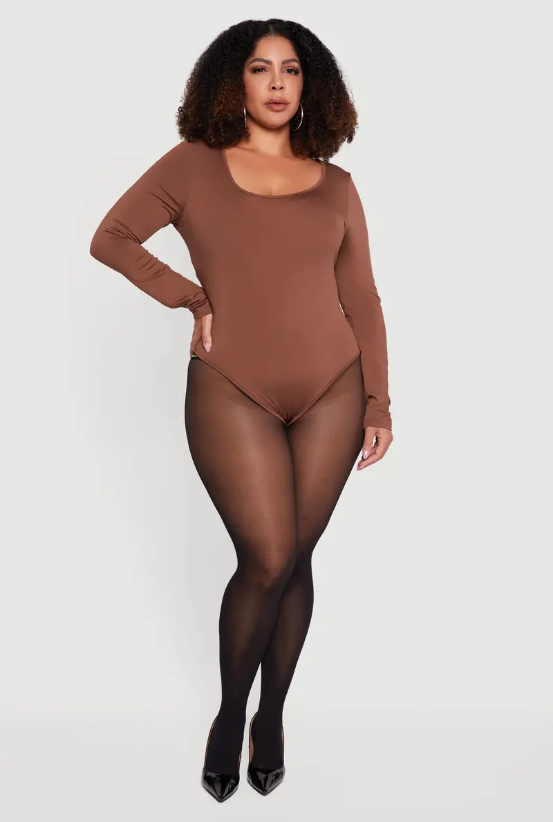 Simple Scoop-Neck Bodysuit – Plus Size 1
