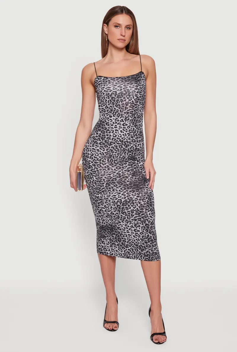 Sleek Leopard-Print Sleeveless Bodycon Mini Dress 1