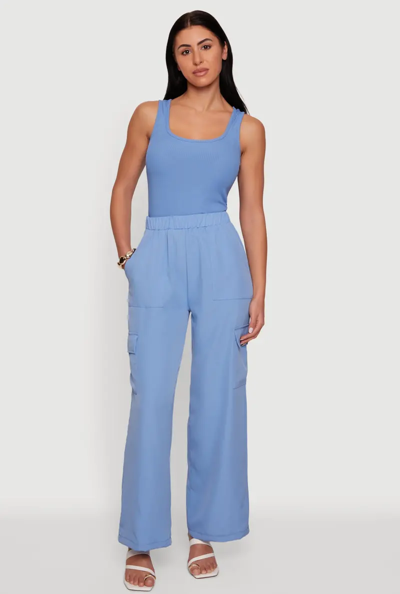 Sleeveless Cargo Jumpsuit With Elastic Waist – Utility-Inspired Casual Wear 1