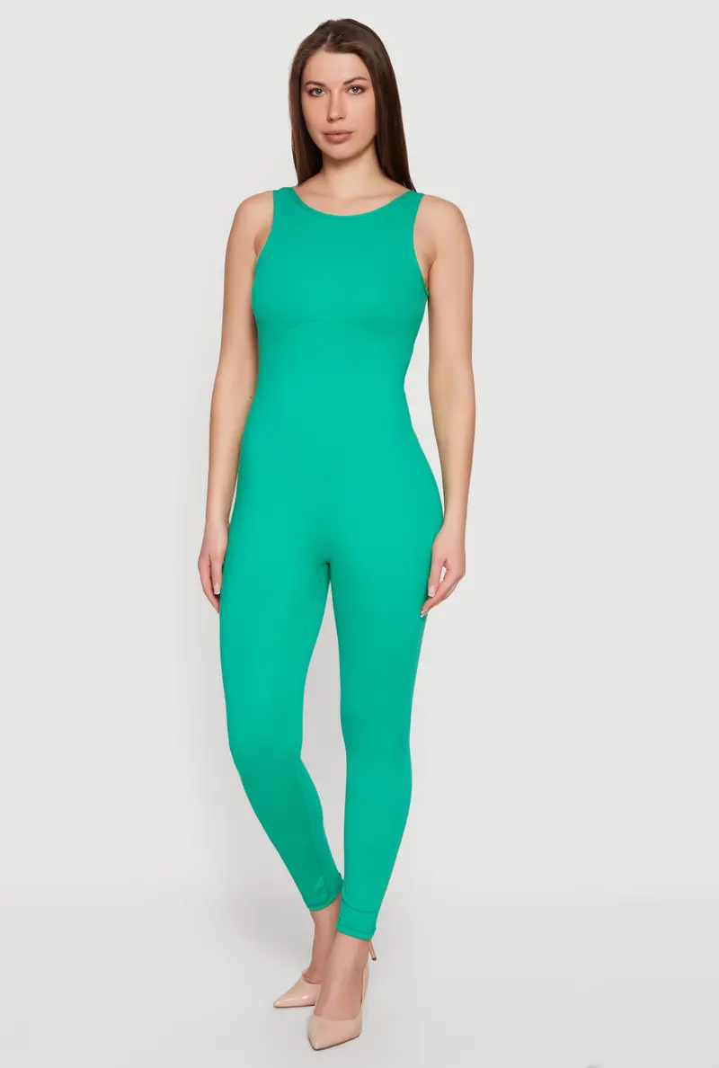 Sleeveless Open-Back Catsuit With Seamless Construction 1