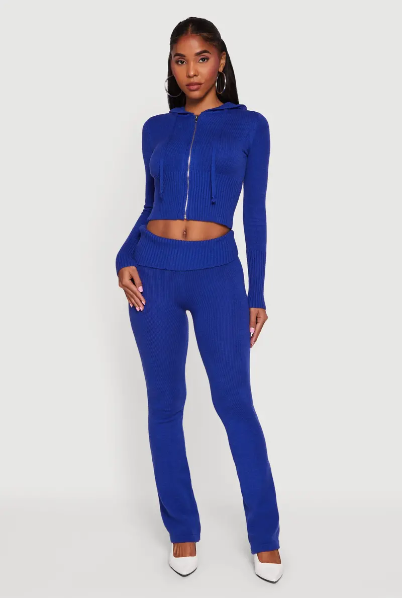Slim Bootcut Fold-Over Waist Pants 1