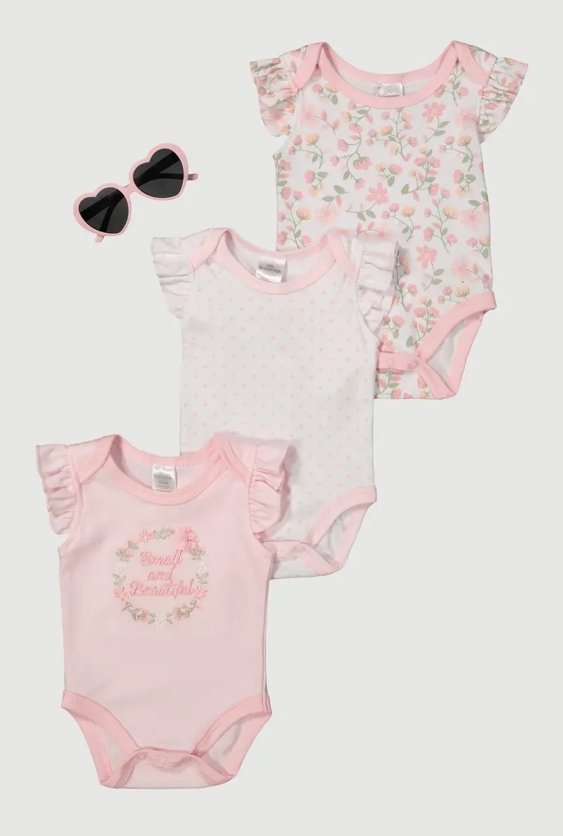 Small And Beautiful Themed Bodysuits With Sunglasses – Baby Girls (0–9 Months) 1