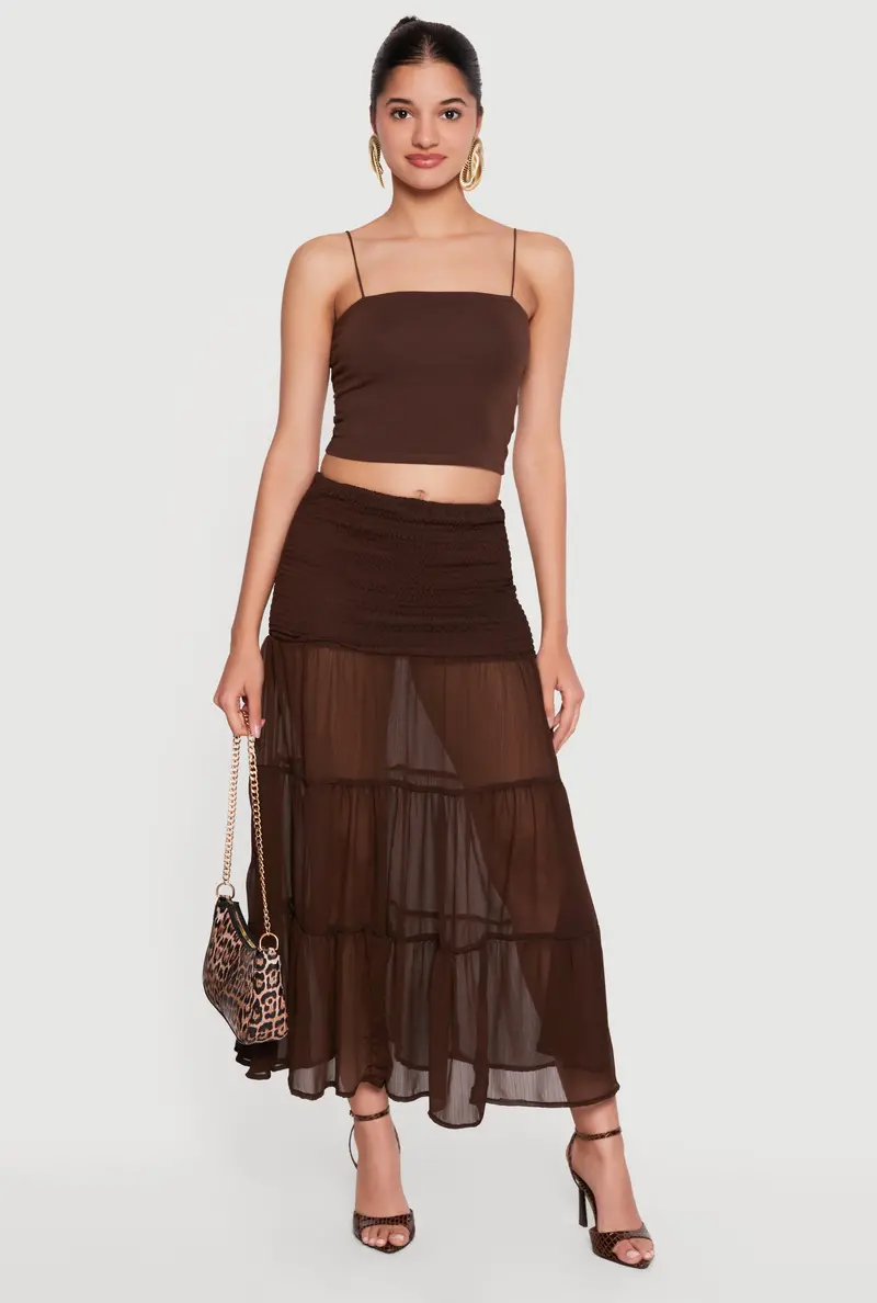 Smocked Waist Tiered Maxi Skirt – Flowy Summer Silhouette 1