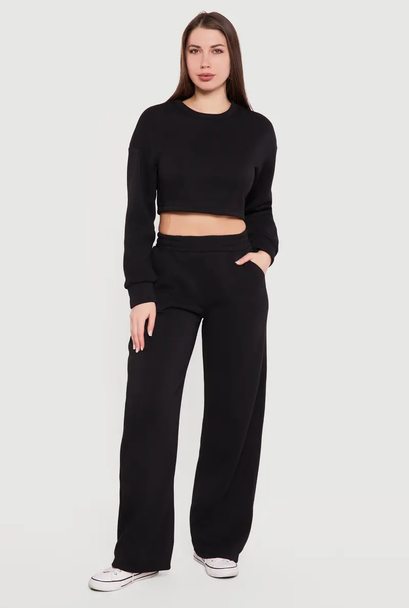 Soft-Fit High-Waisted Wide-Leg Sweatpants 1
