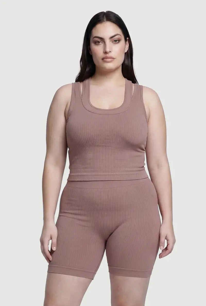 Soft Ribbed Knit Sleeveless Top For Plus Sizes – Scoop Neck & Racerback 1