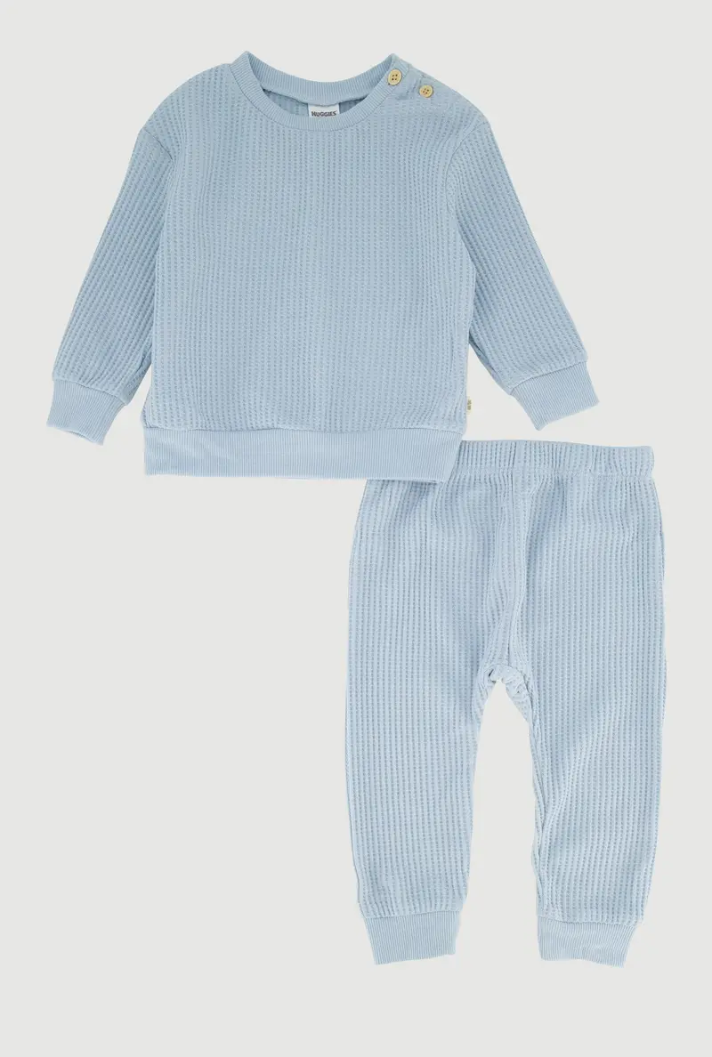 Solid Thermal Top And Matching Pants Set For Infants, 12–24 Months 1