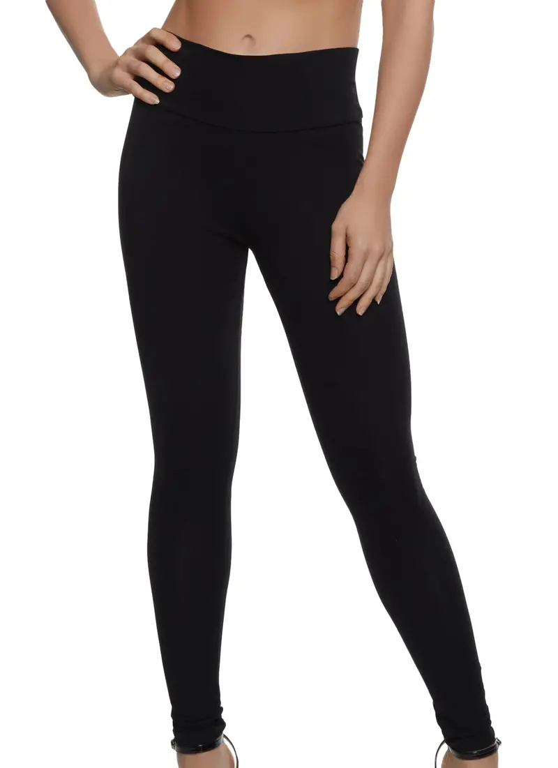 Solid Wide-Waist High-Waisted Leggings 1
