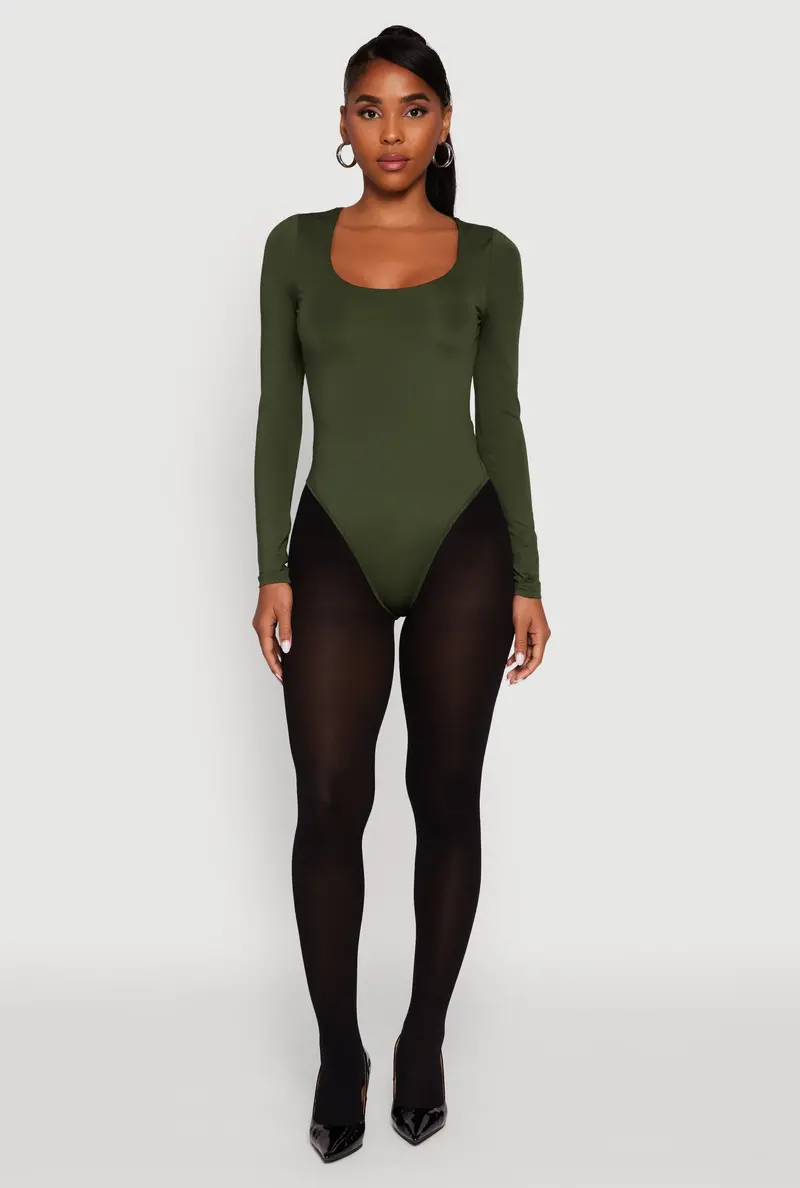 Square Neck Long Sleeve Bodysuit 1