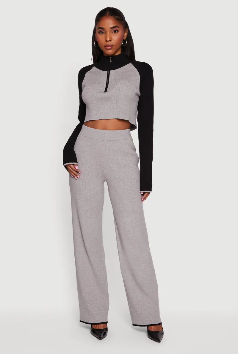 Straight-Leg Pants With Contrast Trim 1