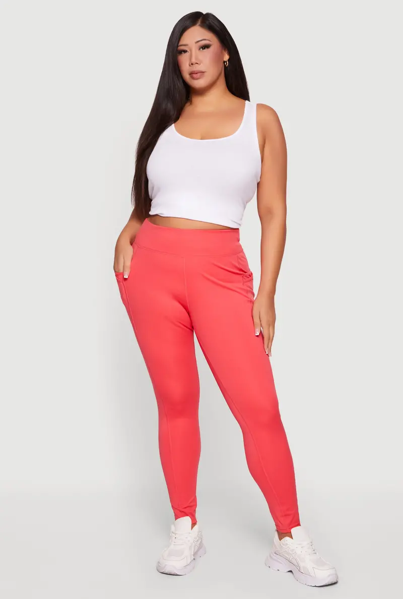 Stretchy High-Waist Plus Size Leggings – Functional Phone Storage 1