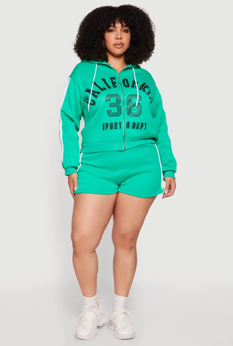 Striped Athletic Sweatshorts – Plus Size Fleece 1