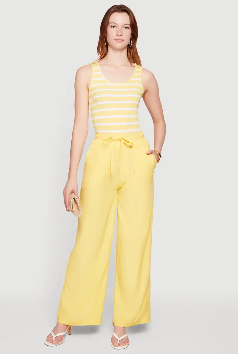 Striped Wide-Leg Jumpsuit With Tie Waist Belt – Elevated Boho Chic 1