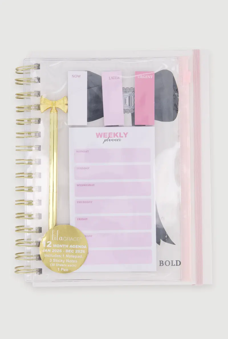 'Strong, Brave, Bold' Bow-Themed Monthly Planner Kit 1
