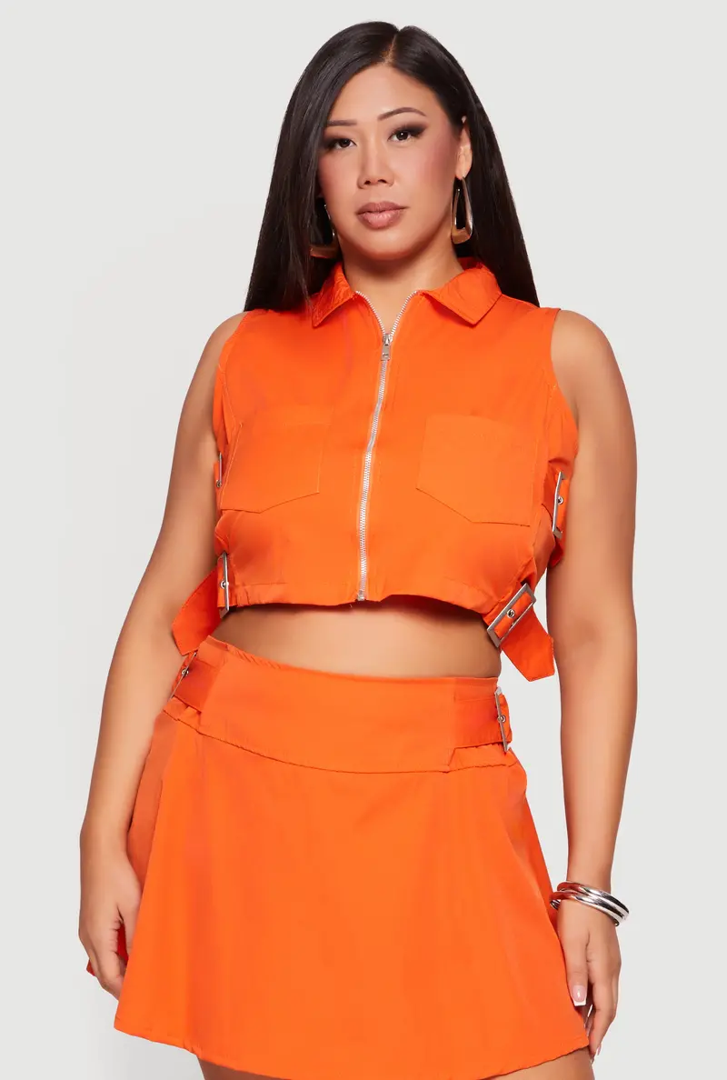 Structured Plus Size Vest: Zip Closure & Signature Side Buckle 1