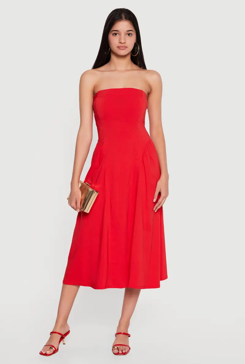 Structured Strapless Corset Midi Dress 1