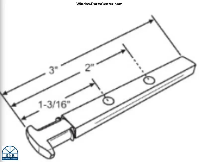T-Head Pivot Bar – 3" Double-Hung Window Pivot Pin 1