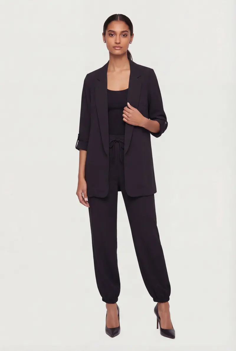 Tapered Pants In Crepe Knit With Faux Drawstring Waist 1