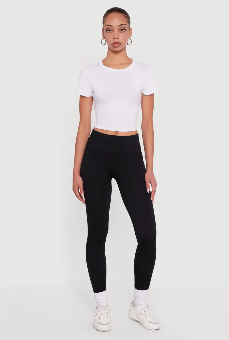 Textured Knit Fleece-Lined Leggings 1