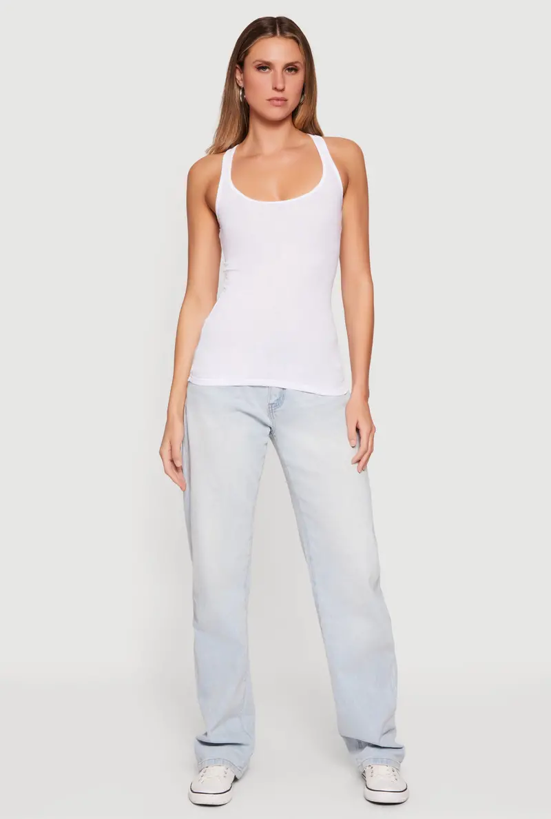 Textured Rib Knit Racerback Tank 1