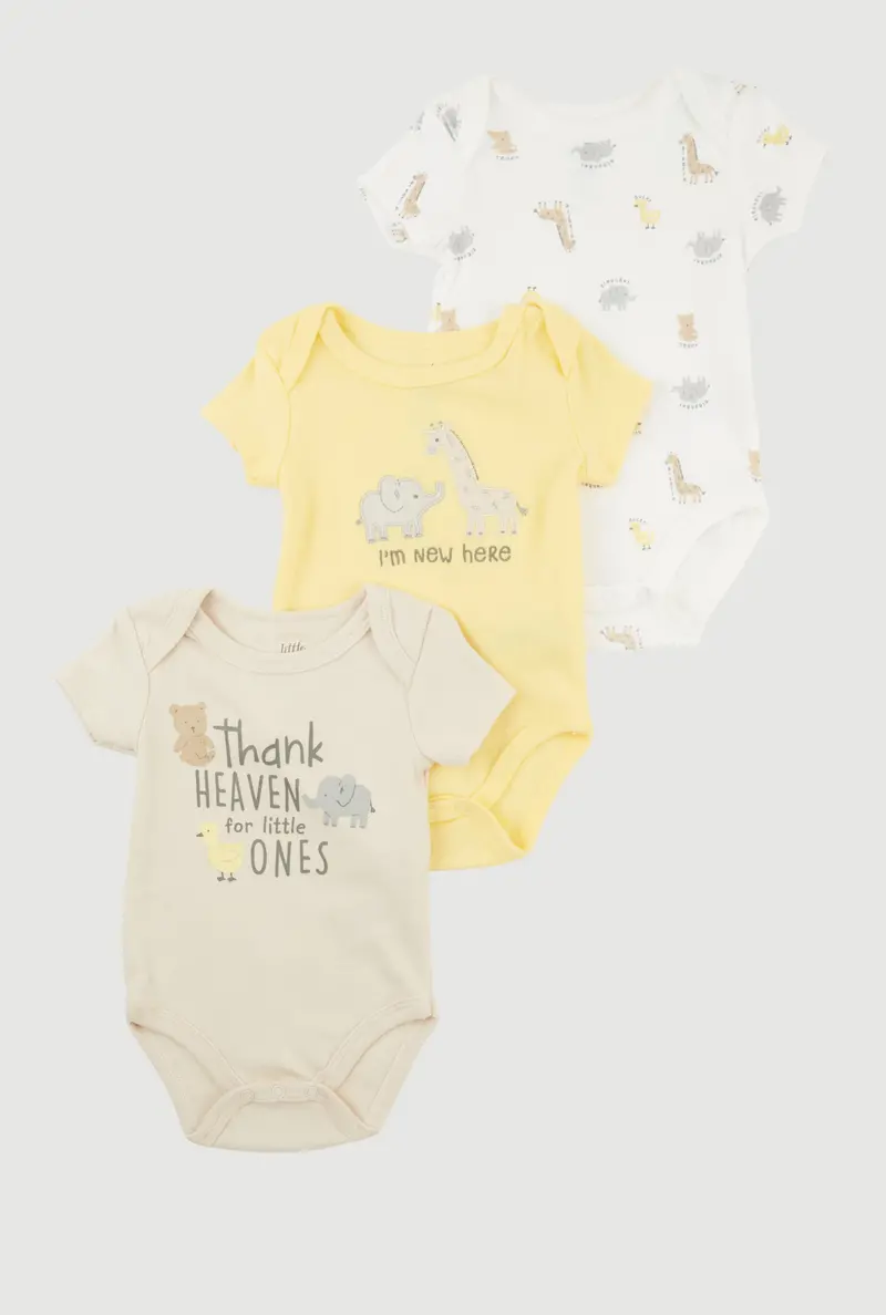 Thank Heaven Graphic Bodysuits – 3-Pack For Baby Boys (0–9 Months) 1
