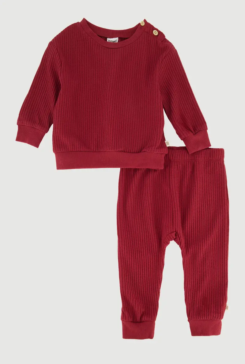 Thermal Top With Button-Shoulder Detail And Coordinating Pants, 12–24 Months 1