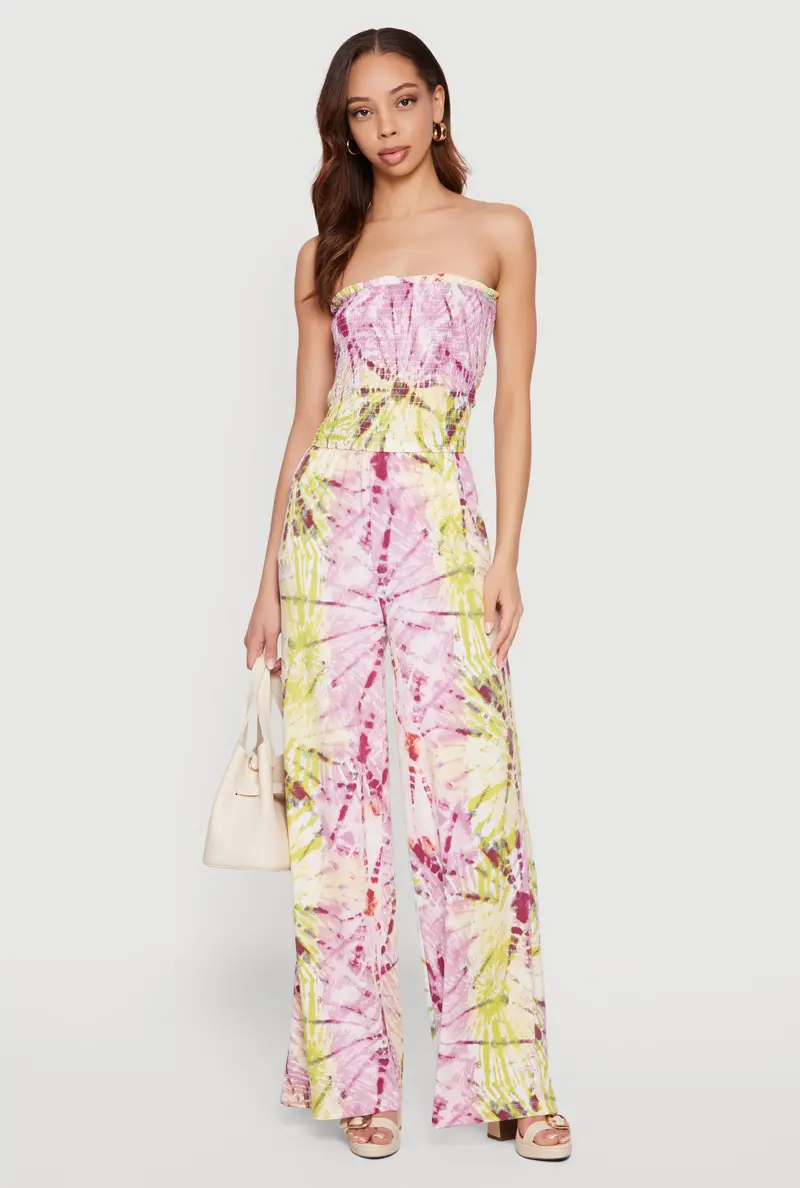 Tie-Dye Smocked Sleeveless Jumpsuit 1