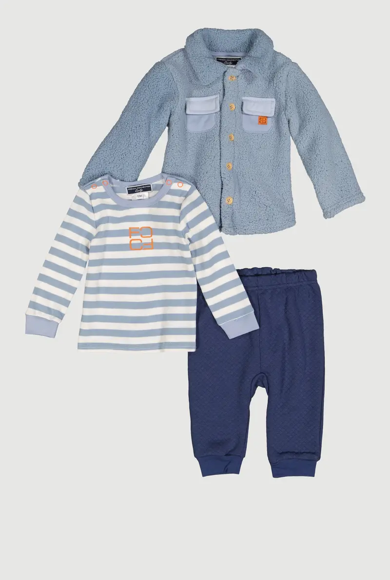 Toddler Boy Sherpa Shirt & Quilted Joggers Set – 12–24 Months 1