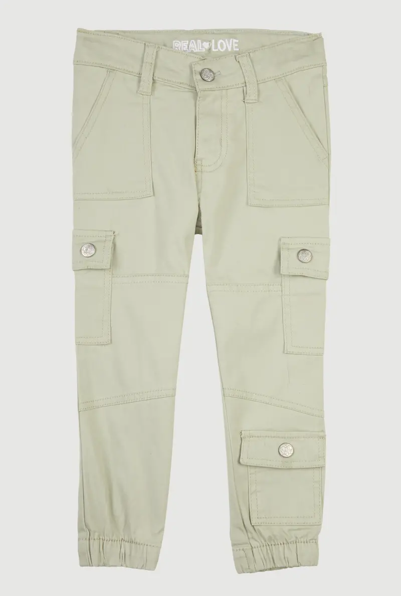 Toddler Girls Moto-Style Utility Joggers – Soft Twill Blend 1