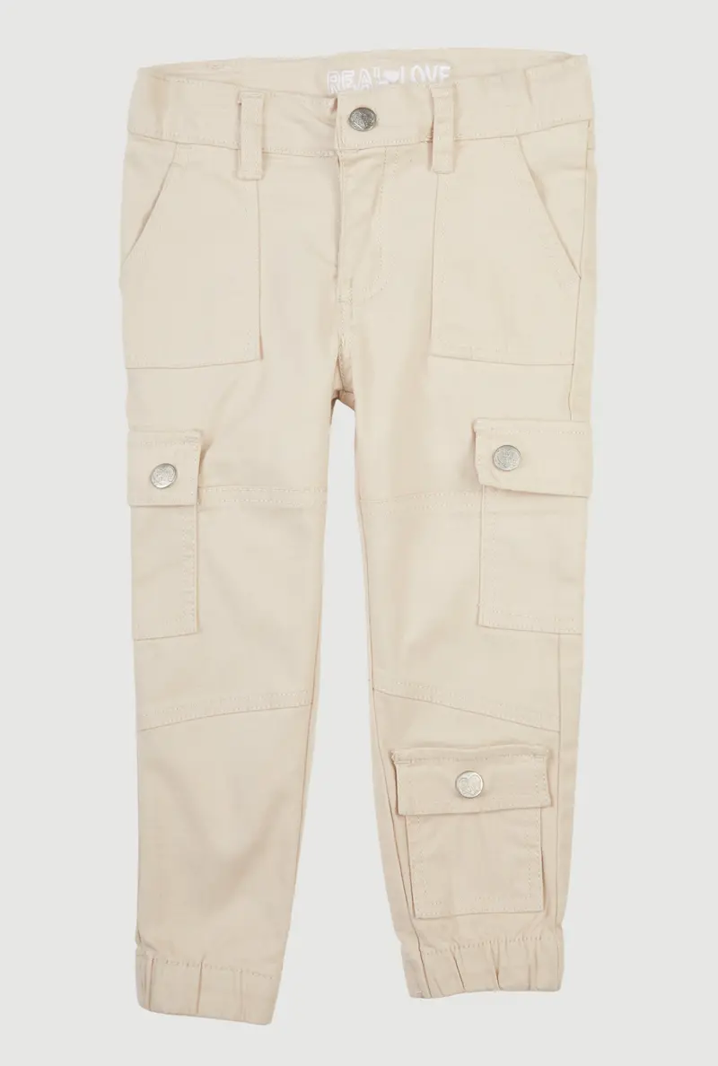 Toddler Girls Twill Moto-Theme Utility Joggers 1